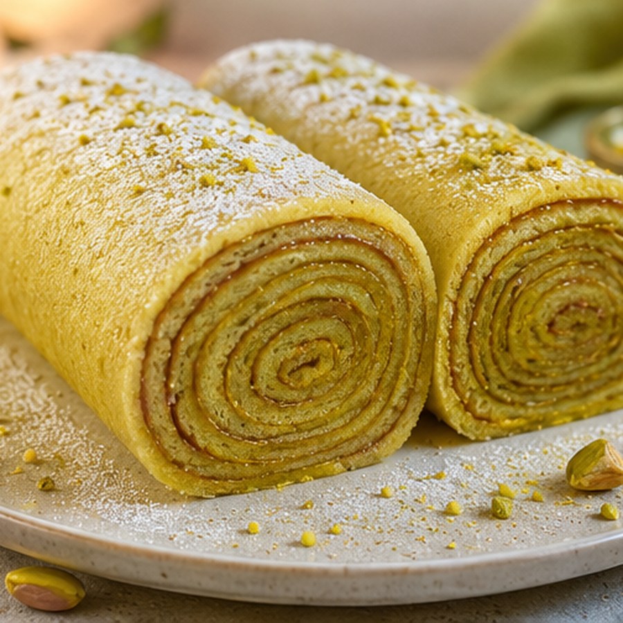 Bolo de rolo de pistache